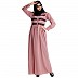 Casual collared abaya with lacework- Baby Pink Casual collared abaya with lacework- Baby Pink